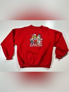 Vintage Mickey Inc seven dwarfs mining company sweatshirt red embroidered Large